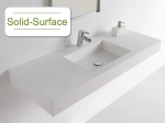 Plan vasque Design, fabrication sur mesure, Largeur 60 à 200 cm x Profondeur 40 à 60 cm, résine minérale ACRYSTONE® SOLID-SURFACE Finition lisse blanc mate, Livraison Offerte et Rapide.